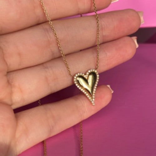 Puffy Elongated Heart Necklace